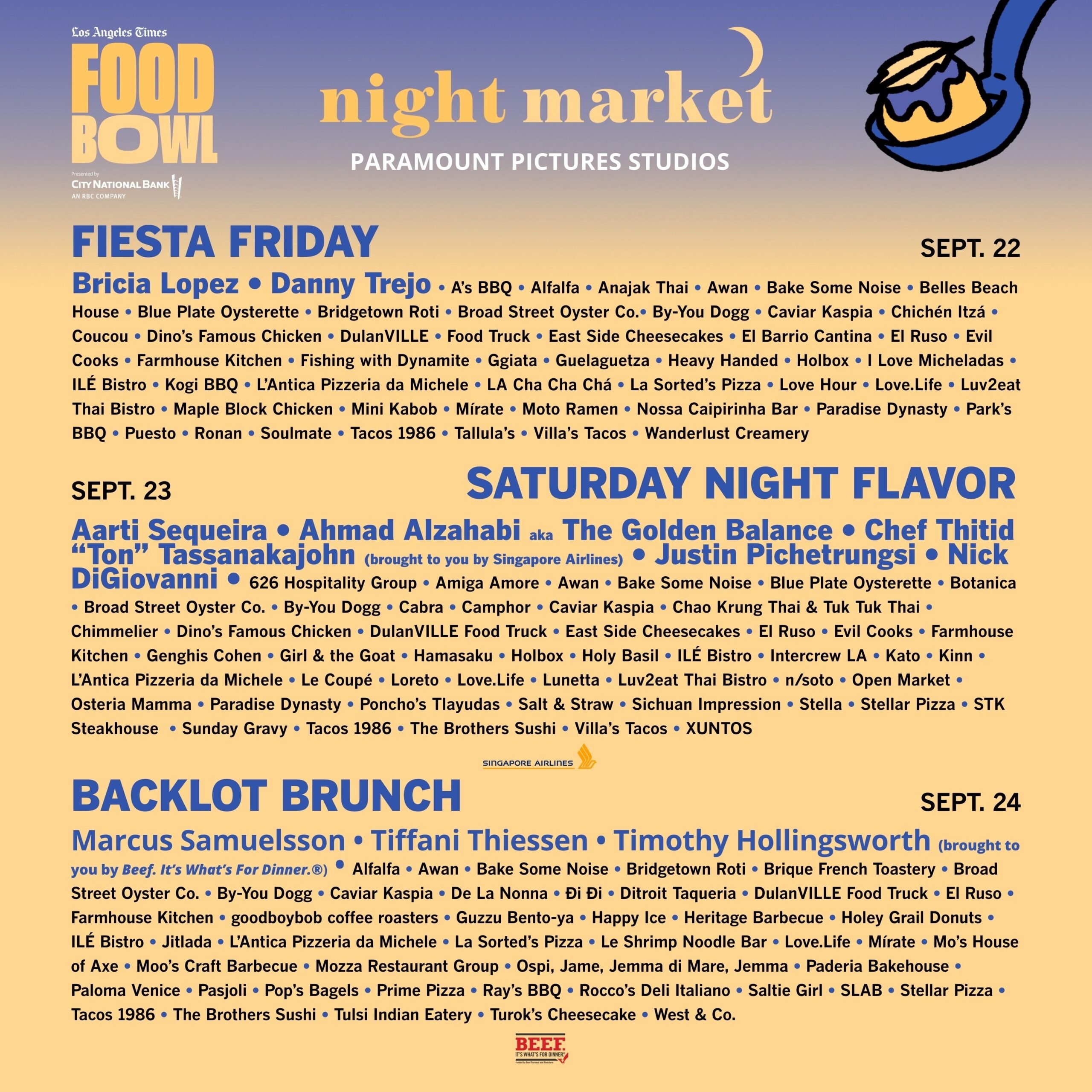 L.A. Times Food Bowl’s Night Market 2023 Restaurants, Line Up, and Chef Demonstrations
